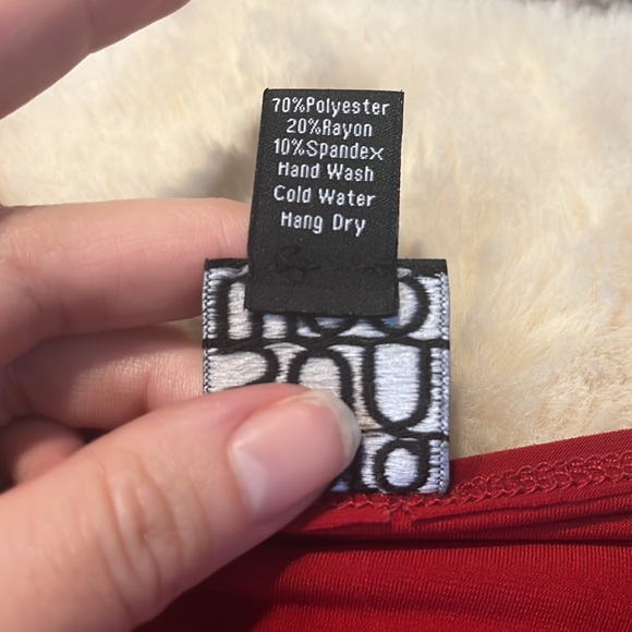 Clara Sun Woo | Twist Tie Tunic Top Asymmetrical Hem 3/4 sleeves in Red | Small - Picture 8 of 14